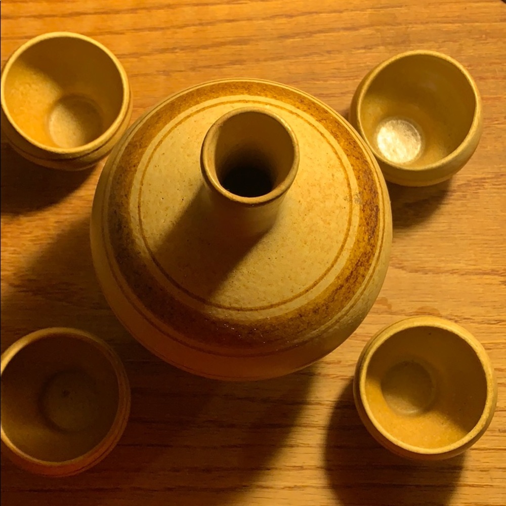 5 piece Sake set Handmade Japan one of the kind